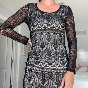 NWOT- Lace Long Sleeve Mini Dress